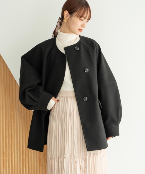 hinari ヒナリ ウェーブデザインミドルコート ウェーブデザインミドルコート（その他アウター）｜hinari