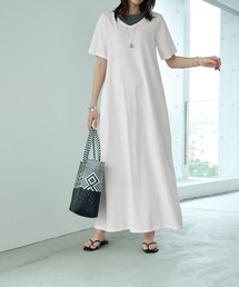 半袖Vネックカットソーワンピース