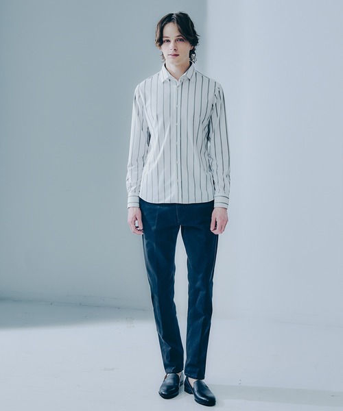 DESIGNWORKS(デザインワークス)の「【定番人気】36ゲージカノコ ジャージー シャツ(シャツ/ブラウス・メンズ・オフホワイト/チャコールグレー/ブラック/ストライプ/グレー/スミクロ・44/46/48/50/52)」の7枚目の写真