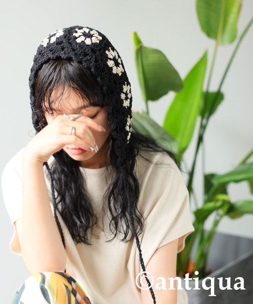 antiqua(アンティカ)の「バブーシュカ風ニット帽(ニットキャップ/ビーニー・レディース・ベージュ/ブラック・FREE)」の22枚目の写真