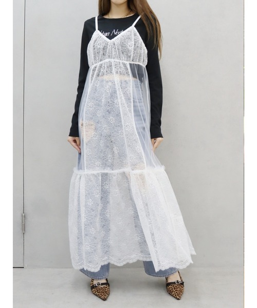 【セール】レースコンビロングキャミワンピース（ワンピース）｜EVRIS（エヴリス）
