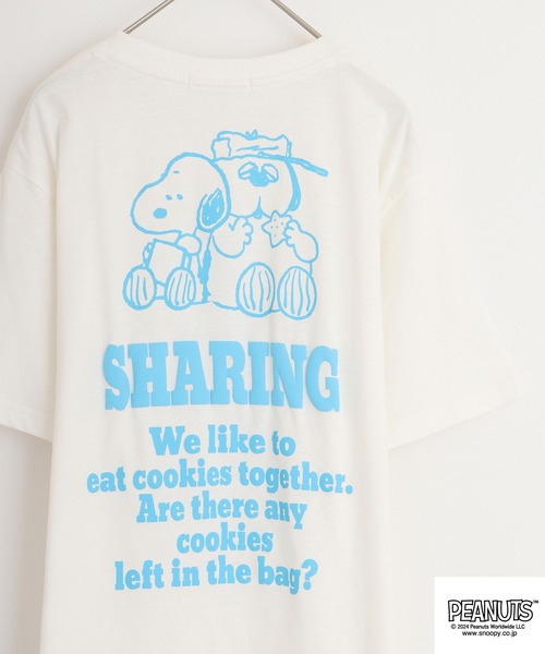 PEANUTS(ピーナッツ)の「PEANUTS 天竺発泡プリントTシャツ(Tシャツ/カットソー・メンズ・オフホワイト/ダークブルー/ライトパープル/ホワイト系/サックスブルー/コーラル・M/L/LL)」の3枚目の写真