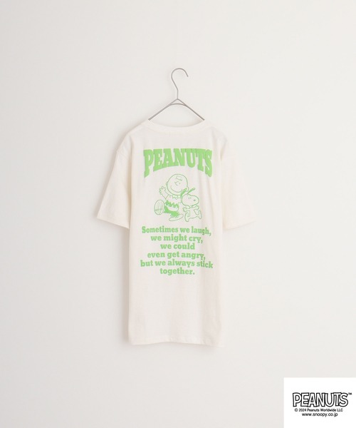 PEANUTS(ピーナッツ)の「PEANUTS 天竺発泡プリントTシャツ(Tシャツ/カットソー・メンズ・オフホワイト/ダークブルー/ライトパープル/ホワイト系/サックスブルー/コーラル・M/L/LL)」の22枚目の写真