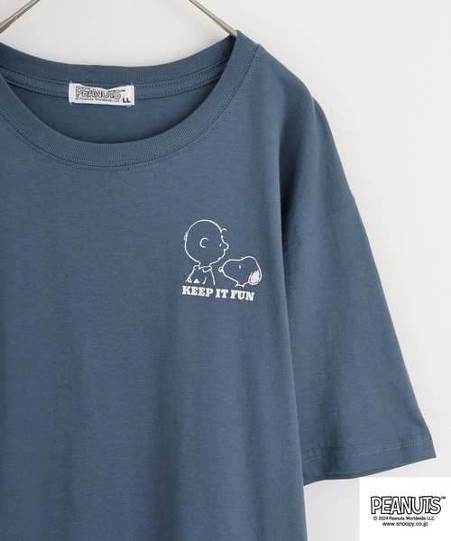 PEANUTS(ピーナッツ)の「PEANUTS 天竺発泡プリントTシャツ(Tシャツ/カットソー・メンズ・オフホワイト/ダークブルー/ライトパープル/ホワイト系/サックスブルー/コーラル・M/L/LL)」の13枚目の写真