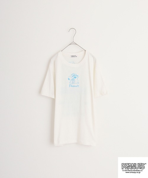 PEANUTS(ピーナッツ)の「PEANUTS 天竺発泡プリントTシャツ(Tシャツ/カットソー・メンズ・オフホワイト/ダークブルー/ライトパープル/ホワイト系/サックスブルー/コーラル・M/L/LL)」の21枚目の写真