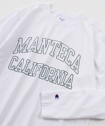【Champion/チャンピオン】UNION SPRINGS NY&MANTECA CALIFORNIA カレッジロゴプリント メンズベーシック ロングスリーブTシャツ/長袖Tシャツ