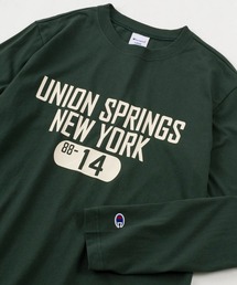 【Champion/チャンピオン】UNION SPRINGS NY&MANTECA CALIFORNIA カレッジロゴプリント メンズベーシック ロングスリーブTシャツ/長袖Tシャツ