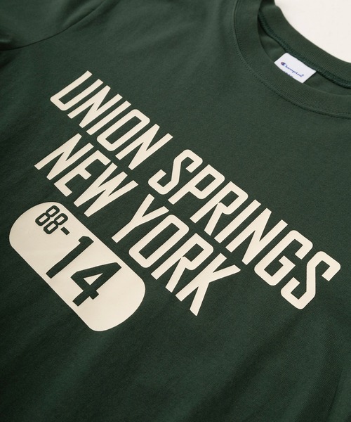 Champion(チャンピオン)の「【Champion/チャンピオン】UNION SPRINGS NY&MANTECA CALIFORNIA カレッジロゴプリント メンズベーシック ロングスリーブTシャツ/長袖Tシャツ(Tシャツ/カットソー・メンズ・グレー/ダークグリーン/オフホワイト/ホワイト/スミクロ/ネイビー・M/L/XL)」の11枚目の写真