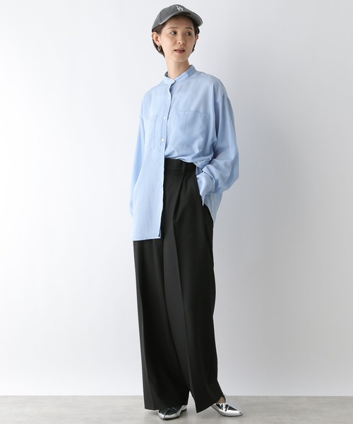 LEPSIM（レプシィム）の「バンドカラーシャツ　139145（シャツ/ブラウス・レディース・ライトブルー/オフホワイト/チャコールグレー・FREE）」の21枚目の写真