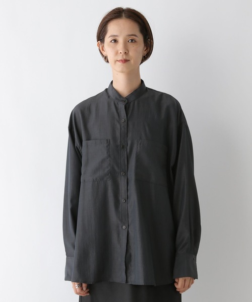 LEPSIM（レプシィム）の「バンドカラーシャツ　139145（シャツ/ブラウス・レディース・ライトブルー/オフホワイト/チャコールグレー・FREE）」の19枚目の写真