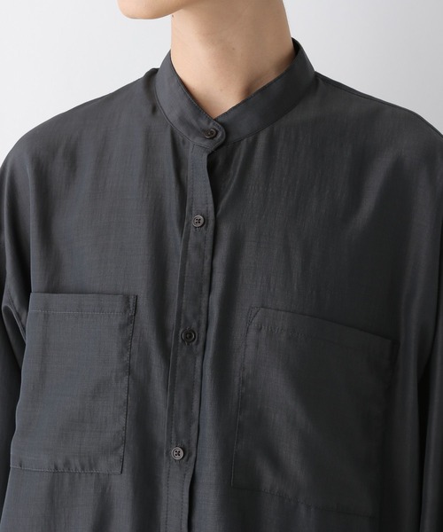 LEPSIM（レプシィム）の「バンドカラーシャツ　139145（シャツ/ブラウス・レディース・ライトブルー/オフホワイト/チャコールグレー・FREE）」の16枚目の写真