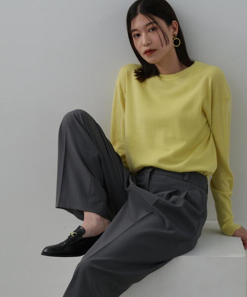 N.（N. Natural Beauty Basic）（エヌエヌナチュラルビューティーベーシック）の「◆ウール混天竺クルーネックニット（ニット/セーター・レディース・オフホワイト/ブラック/レッド/イエロー・MEDIUM）」の3枚目の写真