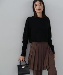 ◆ウール混天竺クルーネックニット