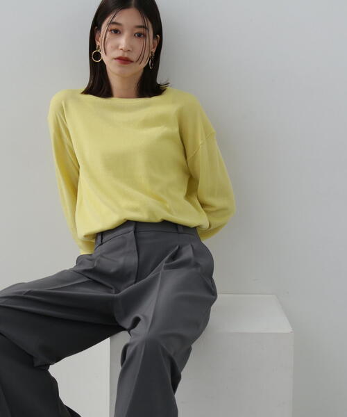 N.（N. Natural Beauty Basic）（エヌエヌナチュラルビューティーベーシック）の「◆ウール混天竺クルーネックニット（ニット/セーター・レディース・オフホワイト/ブラック/レッド/イエロー・MEDIUM）」の19枚目の写真