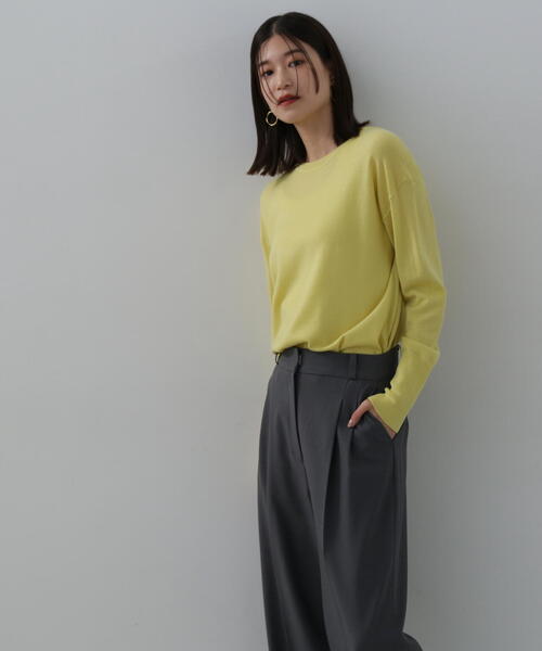 N.（N. Natural Beauty Basic）（エヌエヌナチュラルビューティーベーシック）の「◆ウール混天竺クルーネックニット（ニット/セーター・レディース・オフホワイト/ブラック/レッド/イエロー・MEDIUM）」の20枚目の写真