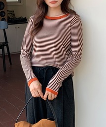 配色ボーダー ロンT