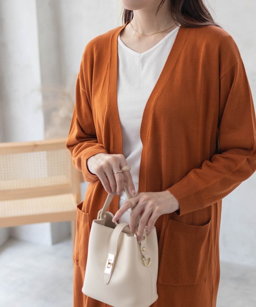 NAVY(ネイビー)の「NAVY ロングトッパーカーデ ロンTセット アンサンブル(アンサンブル・レディース・ブラック/オレンジ/ベージュ・M/L)」の1枚目の写真