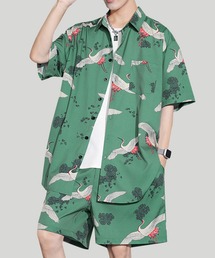 TOBEE（トゥビー）の「【TOBEE】オープンカラー アロハシャツ 総柄シャツ&ショートパンツ セットアップ（シャツ/ブラウス）」