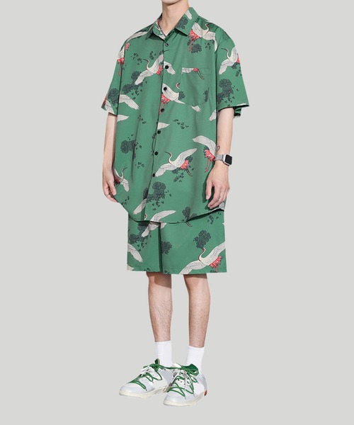 TOBEE(トゥビー)の「【Tobee】オープンカラー アロハシャツ/総柄シャツ&ショートパンツ セットアップ(シャツ/ブラウス・メンズ・ブラック/グリーン/ブルー/ホワイト・LARGE/X-LARGE/MEDIUM)」の19枚目の写真