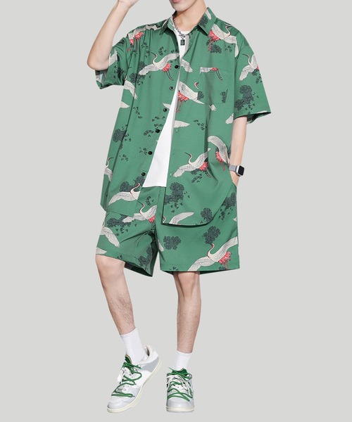 TOBEE(トゥビー)の「【Tobee】オープンカラー アロハシャツ/総柄シャツ&ショートパンツ セットアップ(シャツ/ブラウス・メンズ・ブラック/グリーン/ブルー/ホワイト・LARGE/X-LARGE/MEDIUM)」の20枚目の写真