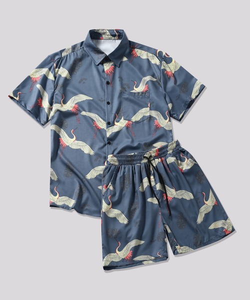 TOBEE(トゥビー)の「【Tobee】オープンカラー アロハシャツ/総柄シャツ&ショートパンツ セットアップ(シャツ/ブラウス・メンズ・ブラック/グリーン/ブルー/ホワイト・LARGE/X-LARGE/MEDIUM)」の17枚目の写真