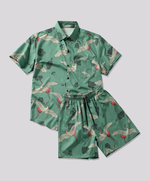 TOBEE(トゥビー)の「【Tobee】オープンカラー アロハシャツ/総柄シャツ&ショートパンツ セットアップ(シャツ/ブラウス・メンズ・ブラック/グリーン/ブルー/ホワイト・LARGE/X-LARGE/MEDIUM)」の22枚目の写真