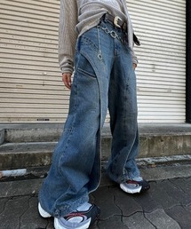 I FEEL LUCKY | 韓国ブランド I FEEL LUCKY アイフィールラッキー Wide flare placket pants ワイドフレアプラケットパンツ フレアデニムパンツ ブーツカットデニム ジーパン ジーンズ 韓国ファッション 韓国 ストリート ストリートファッション(デニムパンツ)