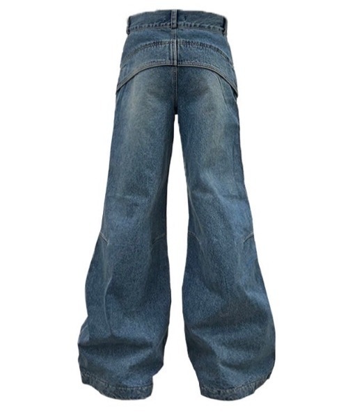 I FEEL LUCKY（アイフィールラッキー）の「韓国ブランド I FEEL LUCKY アイフィールラッキー Wide flare placket pants ワイドフレアプラケットパンツ フレアデニムパンツ ブーツカットデニム ジーパン ジーンズ 韓国ファッション 韓国 ストリート ストリートファッション（デニムパンツ・メンズ・ブラック/ブルー・M/S）」の15枚目の写真