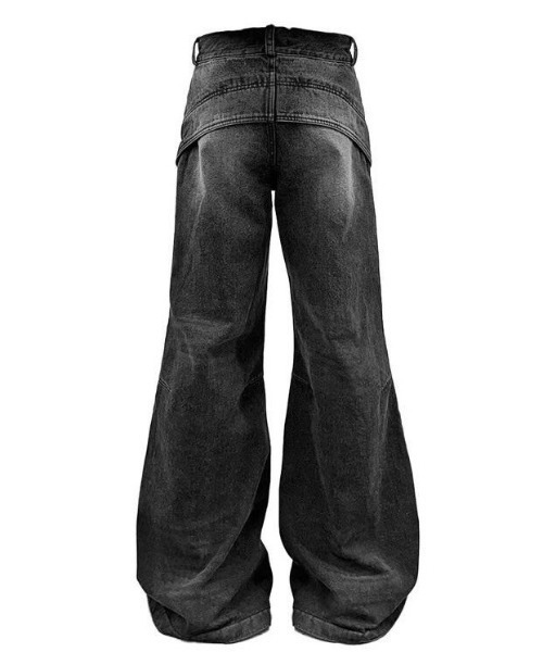 I FEEL LUCKY（アイフィールラッキー）の「韓国ブランド I FEEL LUCKY アイフィールラッキー Wide flare placket pants ワイドフレアプラケットパンツ フレアデニムパンツ ブーツカットデニム ジーパン ジーンズ 韓国ファッション 韓国 ストリート ストリートファッション（デニムパンツ・メンズ・ブラック/ブルー・M/S）」の9枚目の写真