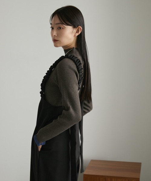 ギャザーストラップルーズオールインワン（つなぎ