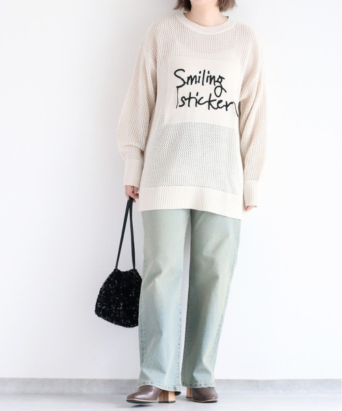 cepo(セポ)の「透かし編み・刺繍ロゴニットプルオーバー(ニット/セーター・レディース・ブラック系その他/ホワイト系その他・M)」の9枚目の写真