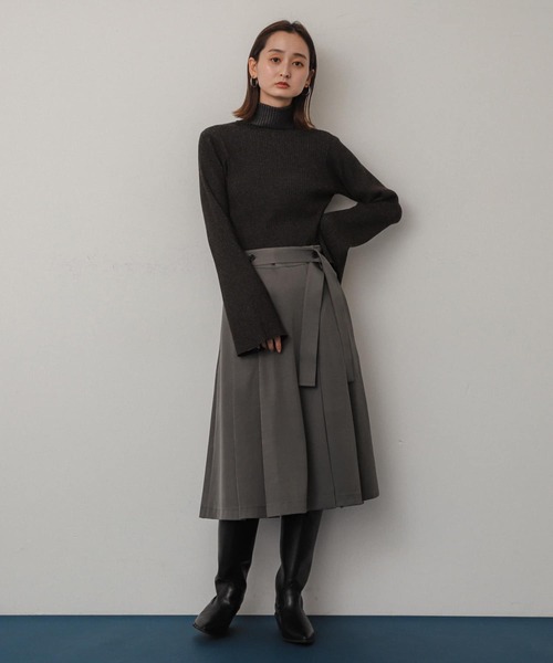 PLEATS PLEASE ストライプタートルネックセーター サイズ3 洗える】PRINCE タートルネック ニット （ニット・セーター）｜J