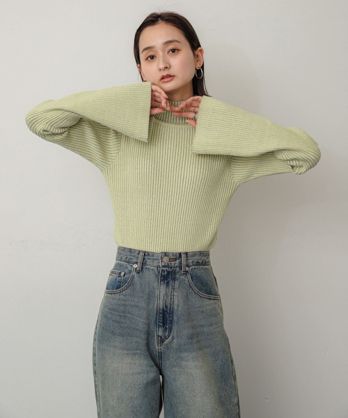SENSE OF PLACE by URBAN RESEARCH(センスオブプレイスバイアーバンリサーチ)の「フレアスリーブリブタートルセーター(ニット/セーター・レディース・ホワイト系その他/ブルー系その他/グレー系その他/イエロー系その他/レッド・ONE)」の18枚目の写真