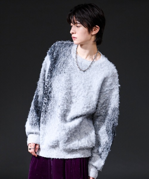 ウールブレンドニュアンスシャギーニット（ニット/セーター）｜Ellno