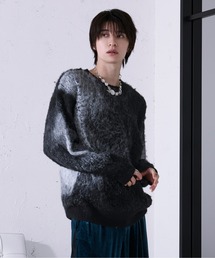 ウールブレンドニュアンスシャギーニット