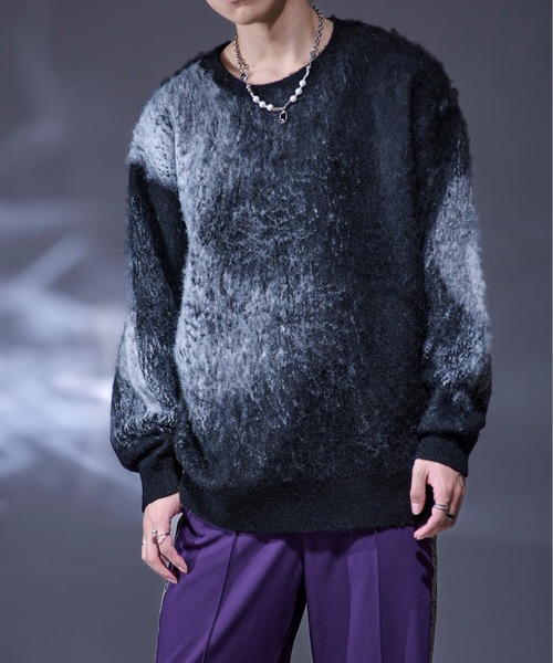 Ellno Loset(エルノロゼット)の「ウールブレンドニュアンスシャギーニット(ニット/セーター・メンズ・ブラック/グレー/ブルー・SMALL/MEDIUM/LARGE)」の20枚目の写真