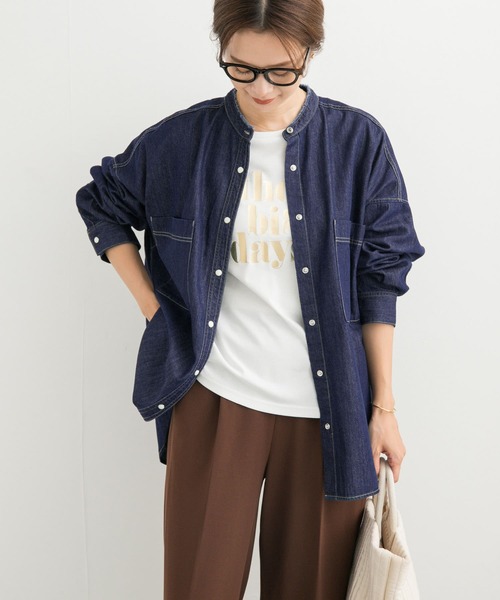 URBAN RESEARCH DOORS(アーバンリサーチドアーズ)の「デニムバンドカラーシャツ(シャツ/ブラウス・レディース・インディゴブルー/ワンウォッシュ・MEDIUM)」の15枚目の写真