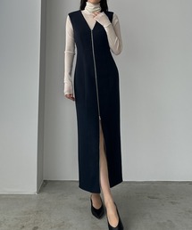 Louere | フロントダブルジップIラインジャンパースカート[高身長サイズMT/低身長サイズS有り](ジャンパースカート)