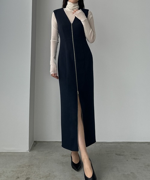 アルバローザ　マイタネ　ジャンバー1015 セール】フロントダブルジップIラインジャンパースカート[高身長