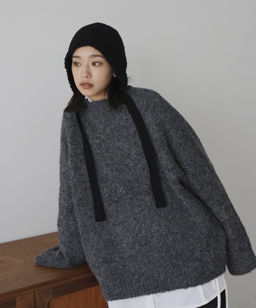 hellam（へラム）の「紐付きニット帽（ニットキャップ/ビーニー・レディース・ブラック/ベージュ・FREE）」の8枚目の写真