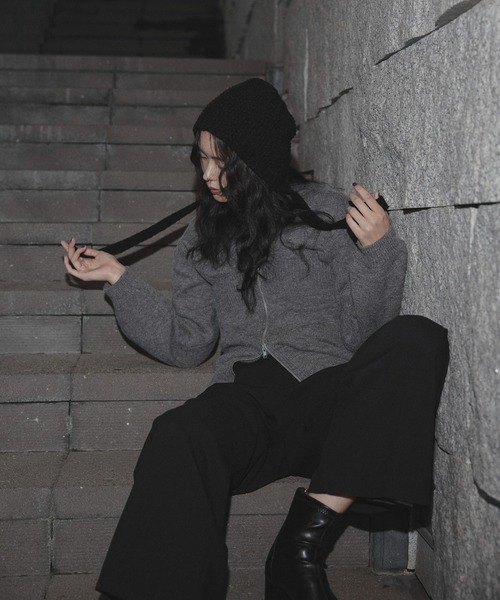 hellam（へラム）の「紐付きニット帽（ニットキャップ/ビーニー・レディース・ブラック/ベージュ・FREE）」の19枚目の写真