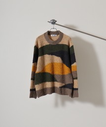 FUNALIVE(t@ACu)Loop yarn marble mock neck knit / [v[ }[u bNlbNjbg unisex(jbg/Z[^[)