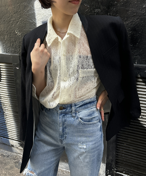 セール】JANE SMITH/ジェーンスミス FLOCKY LACE OPEN COLLAR