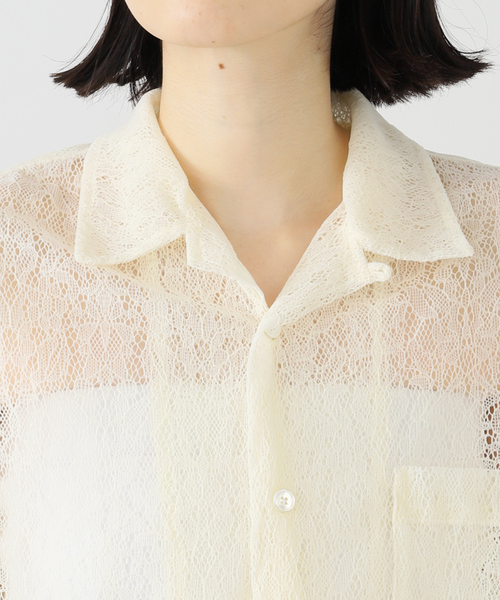 セール】JANE SMITH/ジェーンスミス FLOCKY LACE OPEN COLLAR シャツ