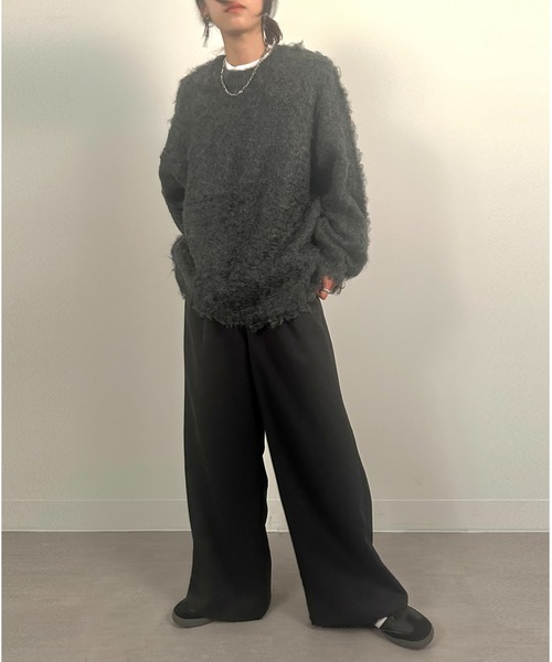 vieux by MAISON BREEZE(ビューバイメゾンブリーズ)の「【vieux by MAISON BREEZE】クルーネックボリュームシャギーニット crewneck Volume shaggy knit #1(ニット/セーター・レディース・ブルー/チャコールグレー/アイボリー・FREE)」の5枚目の写真