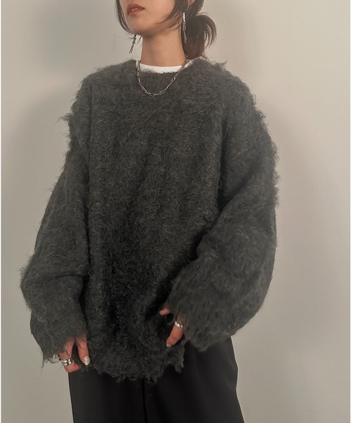 vieux by MAISON BREEZE(ビューバイメゾンブリーズ)の「【vieux by MAISON BREEZE】クルーネックボリュームシャギーニット crewneck Volume shaggy knit #1(ニット/セーター・レディース・ブルー/チャコールグレー/アイボリー・FREE)」の4枚目の写真