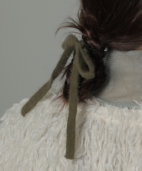 Monocoro toppi（モノコロトッピ）の「ニット スリム リボン ヘアゴム（ヘアゴム・レディース・アイボリー/ブラック/カーキ/ブラウン・フリー）」の16枚目の写真