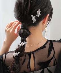 Kana | 紫陽花 ドライフラワー ミニヘアクリップ 4本セット 結婚式 お呼ばれ オケージョン(その他ヘアアクセサリー)