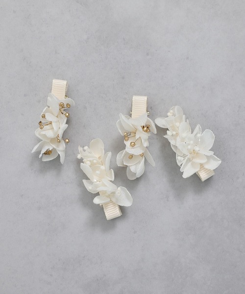 Kana（カナ）の「紫陽花 ドライフラワー ミニヘアクリップ 4本セット 結婚式 お呼ばれ オケージョン（その他ヘアアクセサリー・レディース・シルバー/ゴールド・フリー）」の6枚目の写真