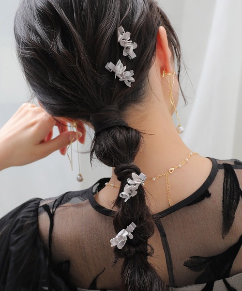 Kana（カナ）の「紫陽花 ドライフラワー ミニヘアクリップ 4本セット 結婚式 お呼ばれ オケージョン（その他ヘアアクセサリー・レディース・シルバー/ゴールド・フリー）」の15枚目の写真